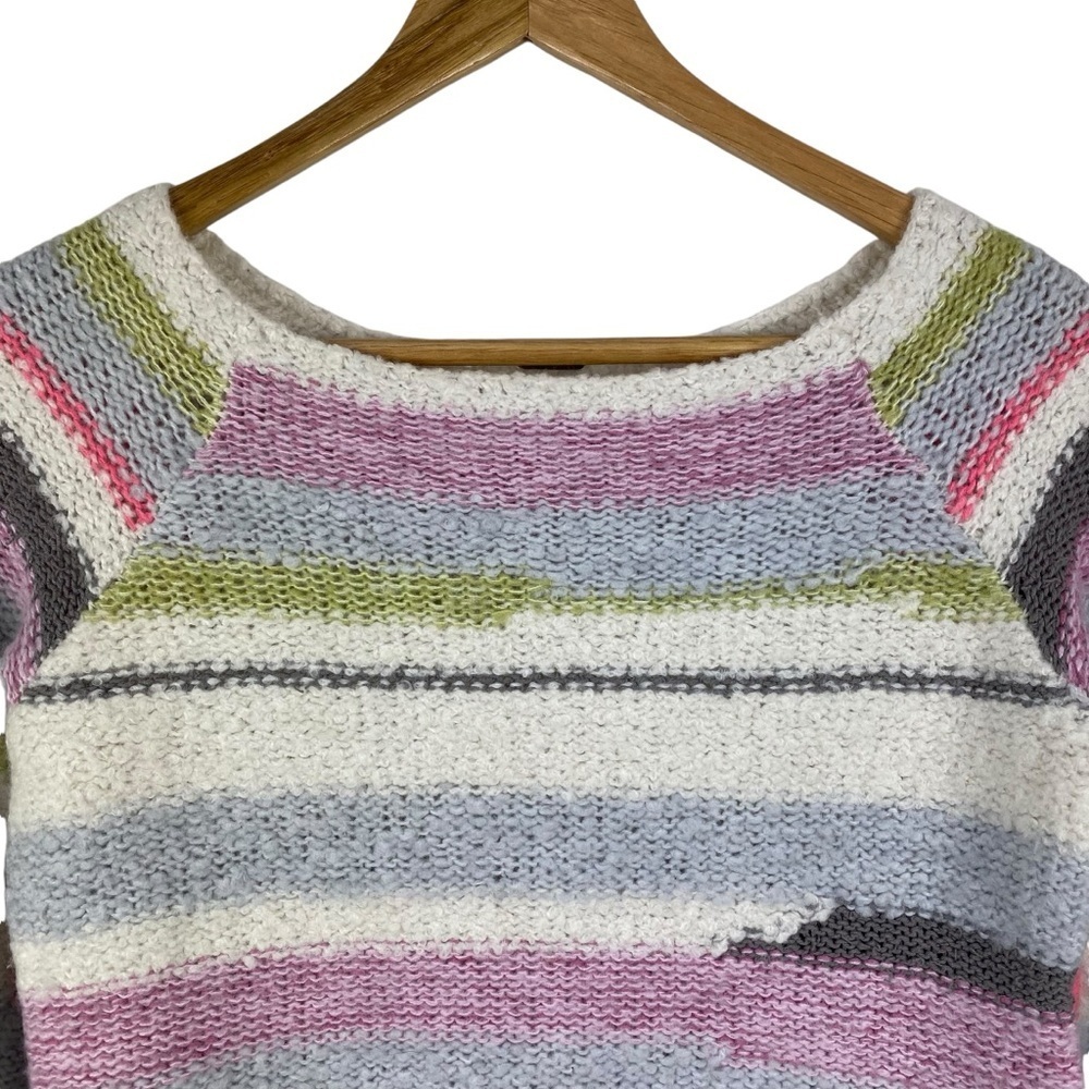Free People Wool Blend Sweater Women’s Size XS Pullover Multi Colored Strip Gray - Picture 4 of 10